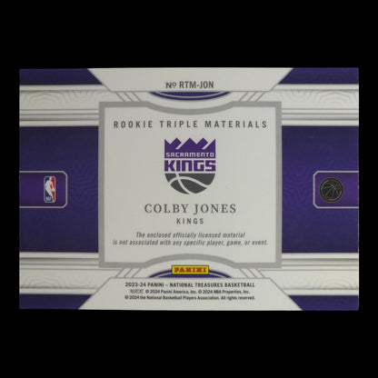 2023-24 COLBY JONES Rookie Triple Materials 87/99 National Treasures Kings RTM-JON