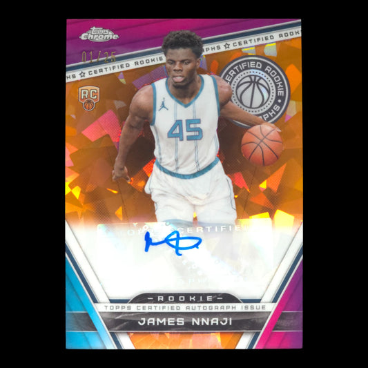 2023-24 JAMES NNAJI Orange Geometric Refractor Auto 1/25 Topps Chrome CRA-JN