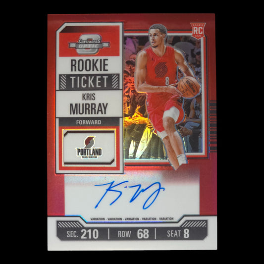 2023-24 KRIS MURRAY Rookie Ticket Red On Card Auto 90/99 Contenders #127
