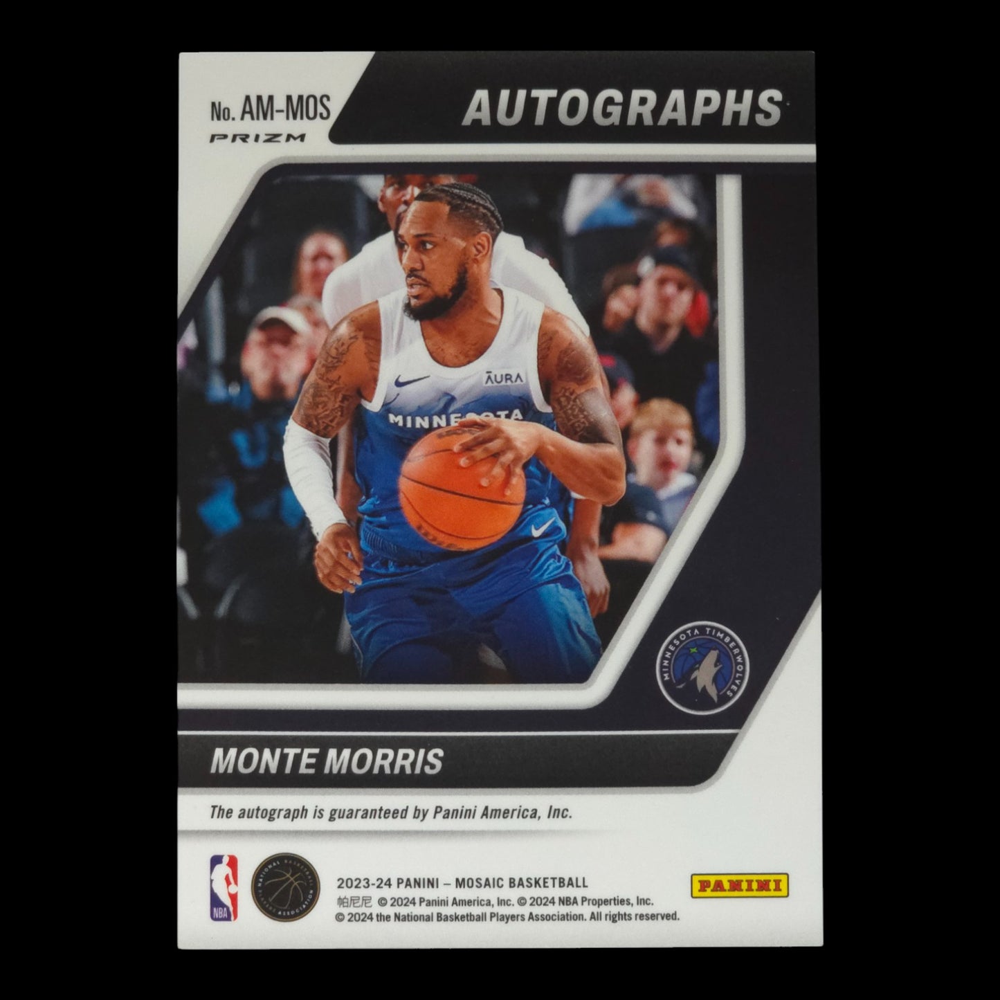 2023-24 MONTE MORRIS Prizm Autographs Mosaic Timberwolves AM-MOS