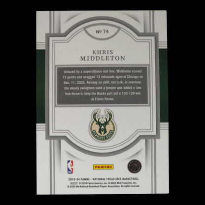 2023-24 KHRIS MIDDLETON 82/99 National Treasures Bucks #74