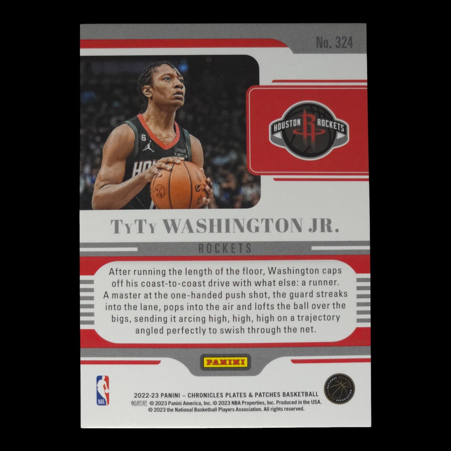 2022-23 TYTY WASHINGTON JR. Plates & Patches 144/249 Chronicles #324