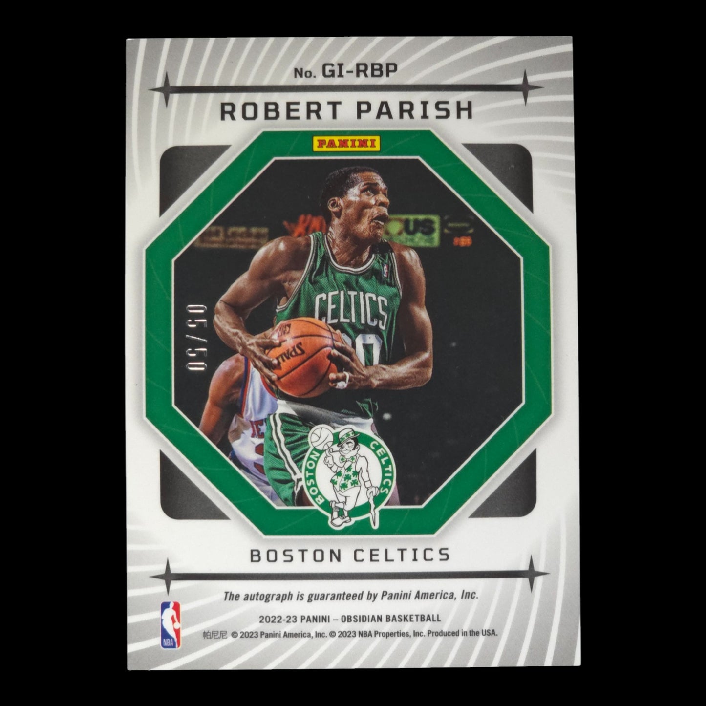 2022-23 ROBERT PARISH Galaxy Auto 5/50 Obsidian Celtics GI-RBP