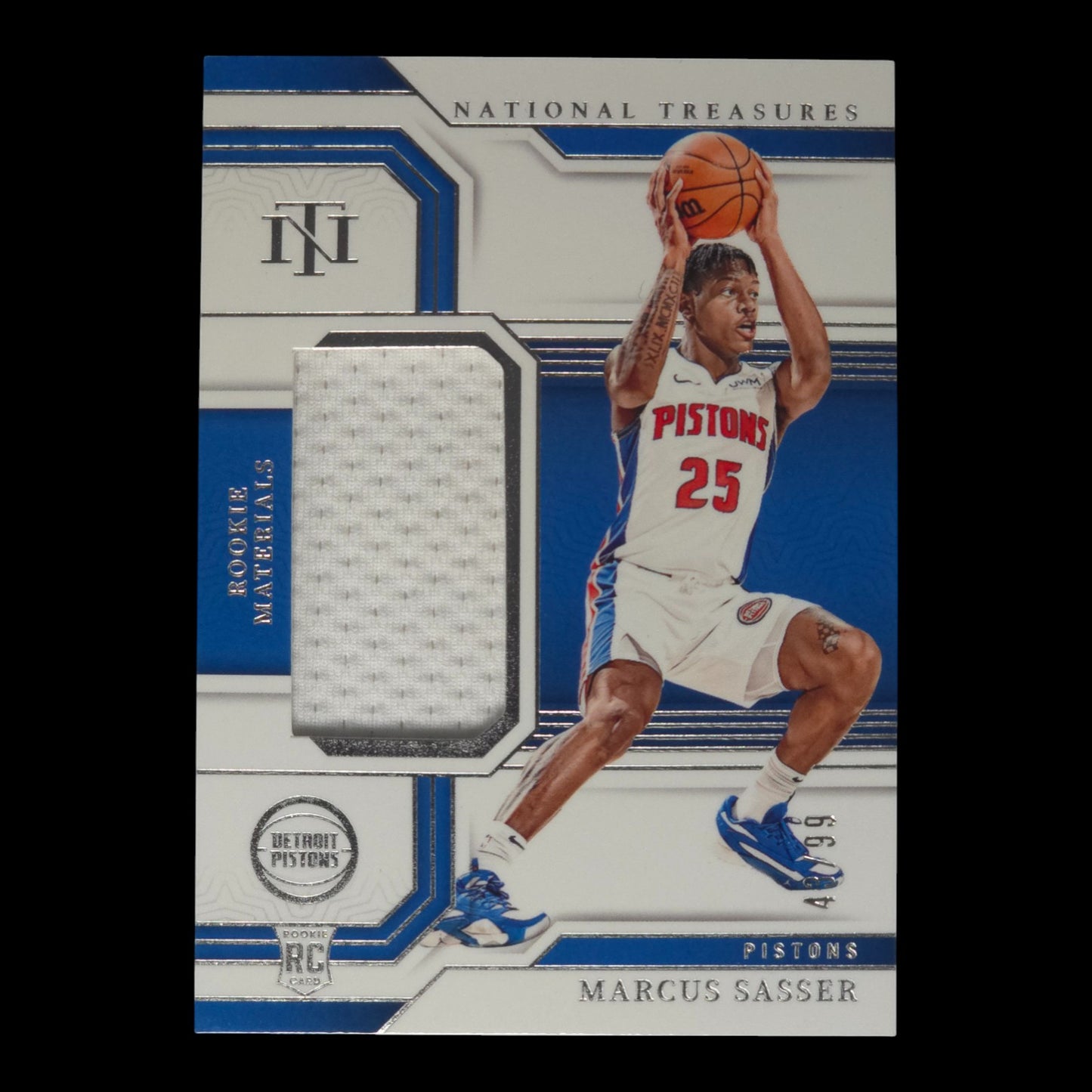 2023-24 MARCUSS SASSER Rookie Materials 43/99 National Treasures Pistons RM-MSS