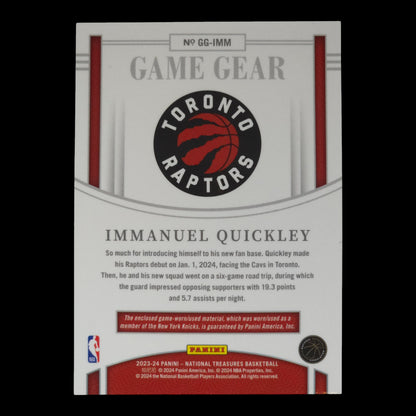 2023-24 IMMANUEL QUICKLEY Game Gear 36/99 Game Worn National Treasures GG-IMM