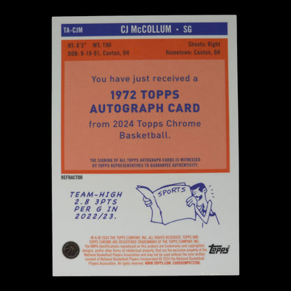 2023-24 CJ MCCOLLUM Gard Auto Topps Chrome TA-CJM