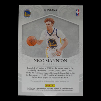 2021-22 NICO MANNION Rookie Association Private Signings On Card PSA-NMA-1