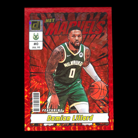 2023-24 DAMIAN LILLARD Red Hyper Net Marvels 10/25 Donruss #3