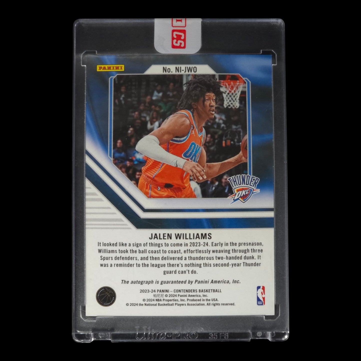 2023-24 JALEN WILLIAMS NBA Ink Red 23/49 Contenders OKC NI-JWO