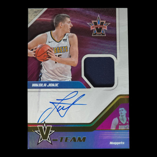2017-18 NIKOLA JOKIC V-Team On card Auto Game worn Patch 68/99 Vanguard VT-NJK