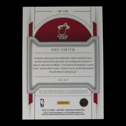 2023-24 DRU SMITH RPA On Card Auto 6/49 National Treasures Heat #128