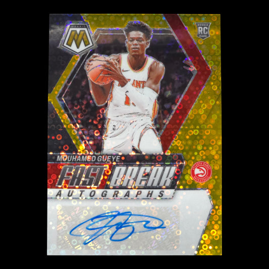 2023-24 MOUHAMED GUEYE Gold Fast Break Autographs 5/10 Mosaic Hawks FB-GUE