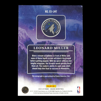 2023-24 LEONARD MILLER Elevation Signatures 44/49 Origins Timberwolves ES-LMT