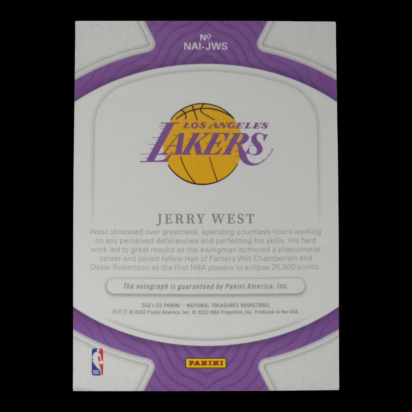 2021-22 JERRY WEST National Archives Ink 23/49 National Treasures Lakers NAI-JWS