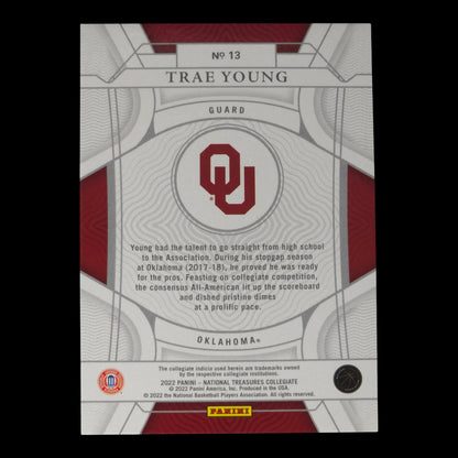 2022-23 TRAE YOUNG Gold 10/10 Bookend National Treasures Collegiate #13