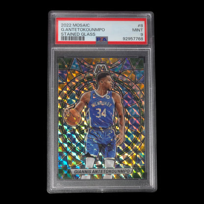 2022-23 GIANNIS ANTETOKOUNMPO Stained Glass Case Hit PSA 9 Mosaic Bucks #8