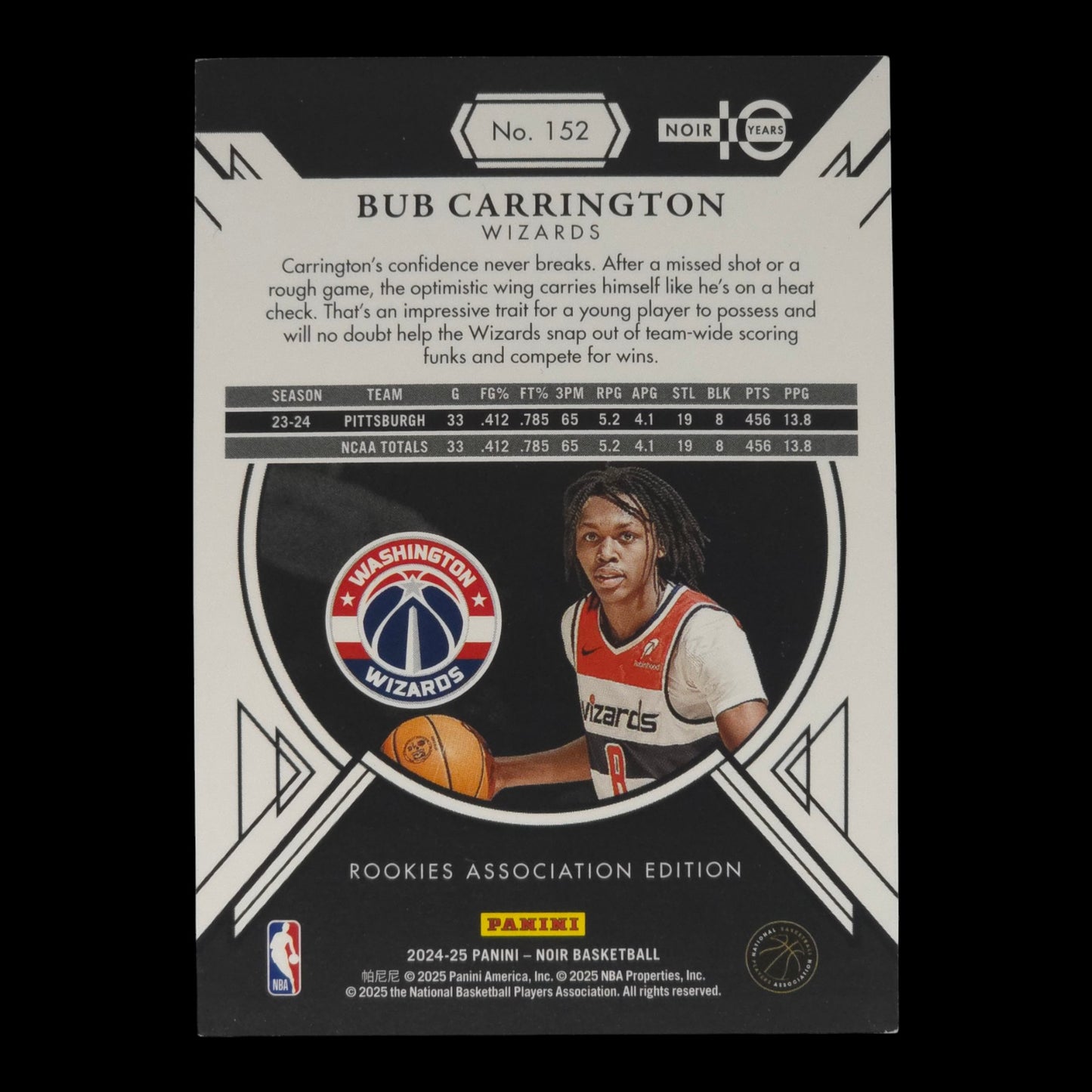 2024-25 BUB CARRINGTON Rookies Associated Edition 14/49 Noir Wizards #152