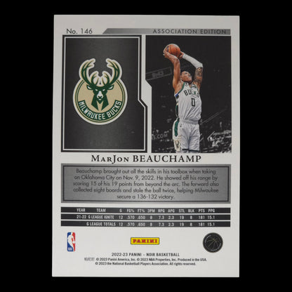 2022-23 MarJon Beauchamp Gold Rookie 3/10 Noir Bucks #146