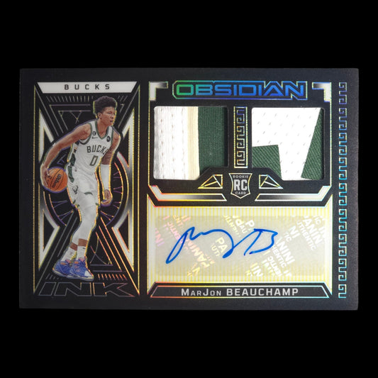 2022-23 MarJon Beauchamp Ink RPA Gold 5/10 Obsidian Bucks RJI-MJB