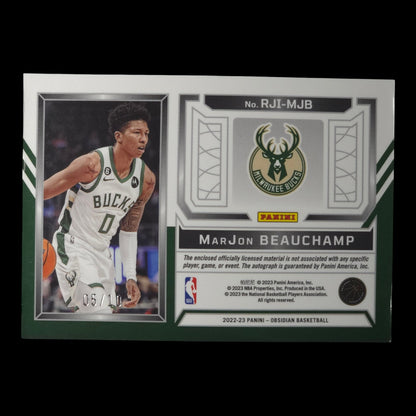 2022-23 MarJon Beauchamp Ink RPA Gold 5/10 Obsidian Bucks RJI-MJB