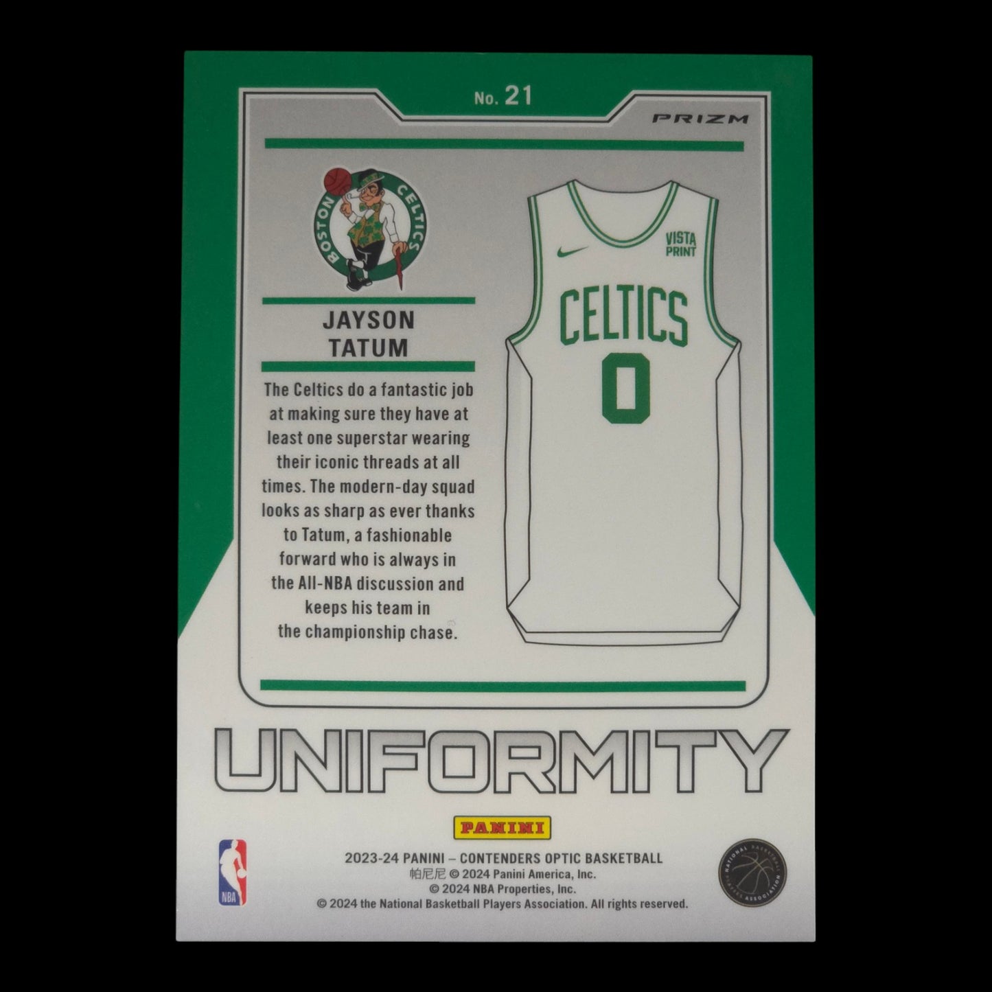 2023-24 JAYSON TATUM Uniformity Holo Contenders Celtics #21