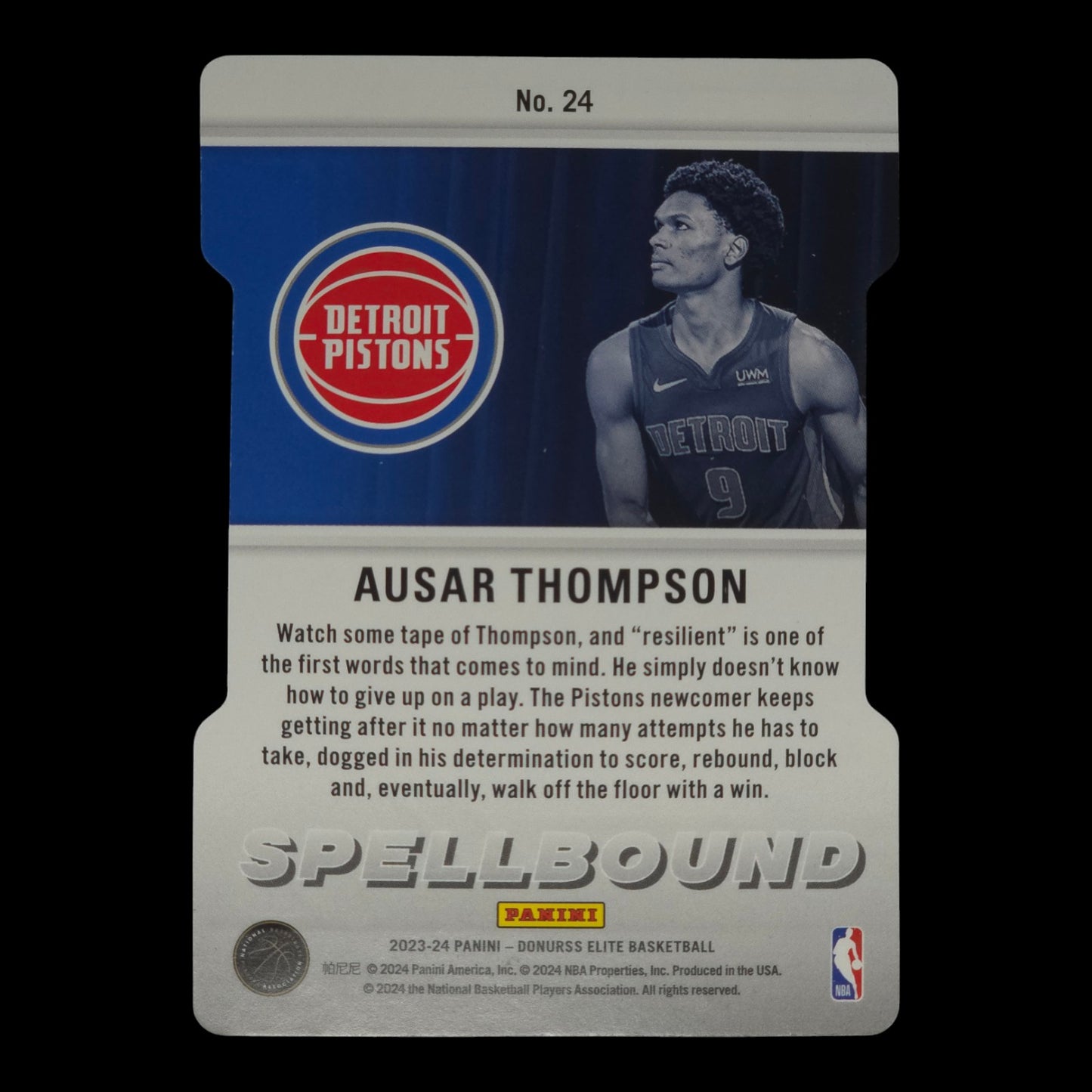 2023-24 AUSAR THOMPSON Spellbound "R" Die Cut Donruss Pistons #24