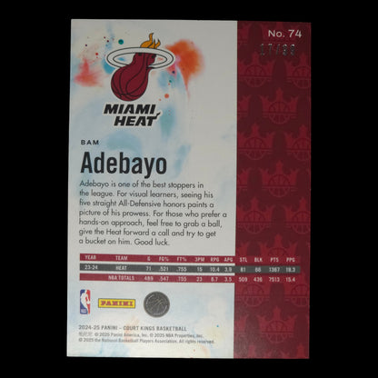2024-25 BAM ADEBAYO Pink 17/99 Court Kings Heat #74