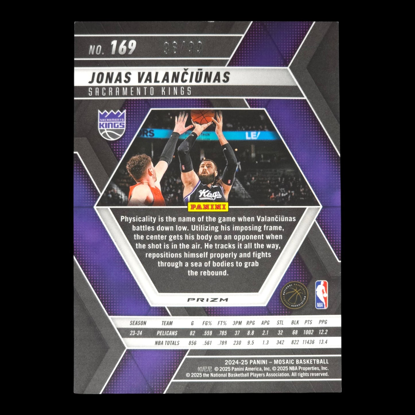 2024-25 JONAS VALANCIUNAS Purple 96/99 Mosaic Kings #169