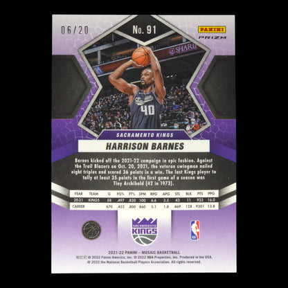 2021-22 HARRISON BARNES Pink Disco 6/20 Mosaic Kings #91