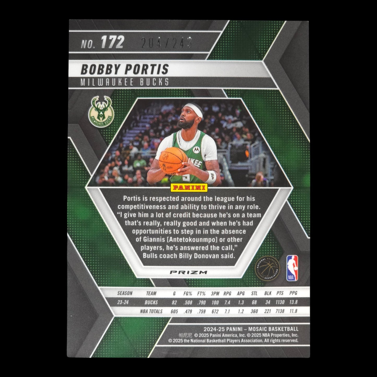 2024-25 BOBBY PORTIS Orange 204/249 Mosaic Bucks #172