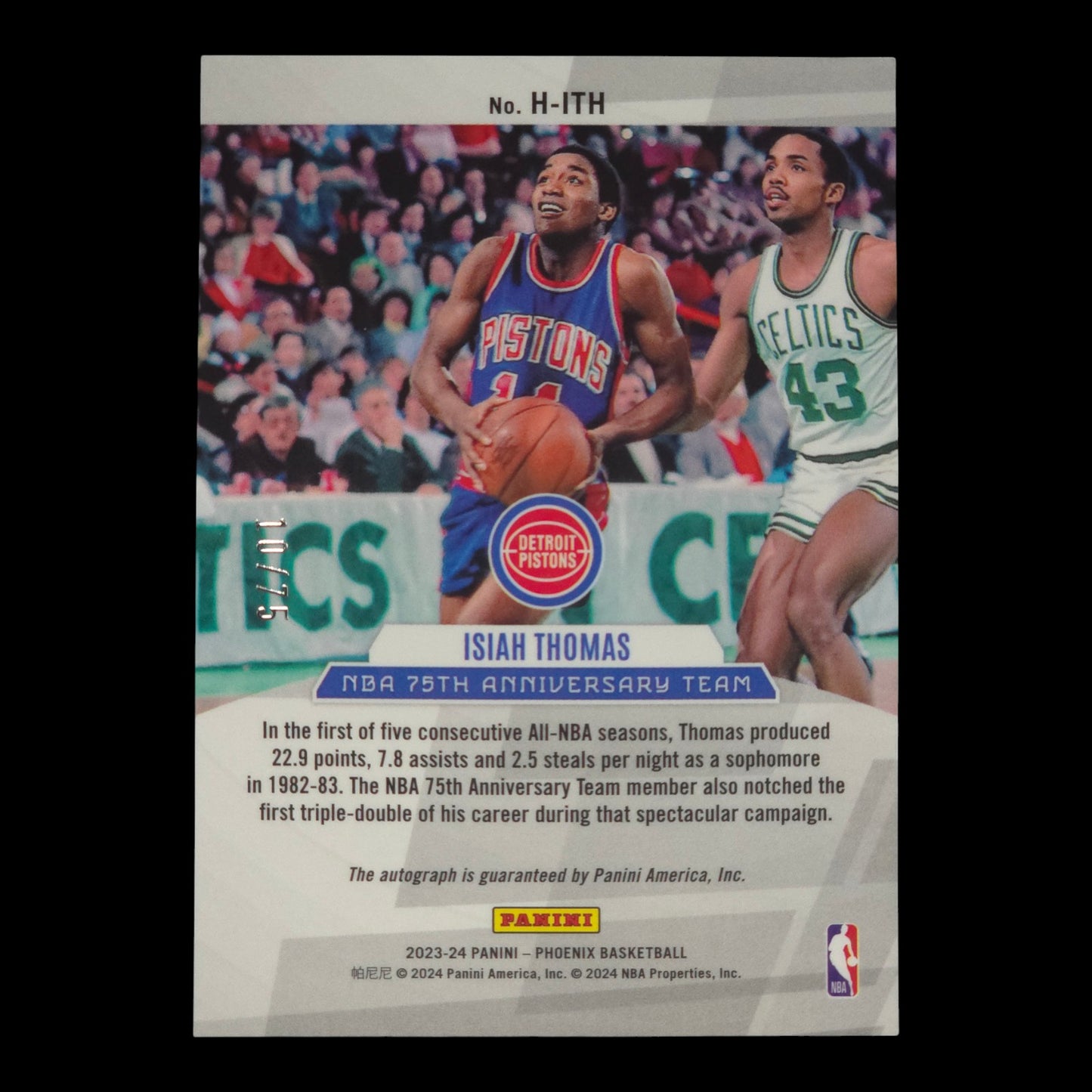 2023-24 ISIAH THOMAS Honoured Autograph 10/75 Phoenix Pistons H-ITH