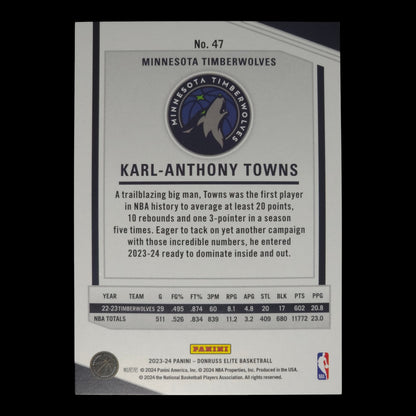 2023-24 KARL-ANTHONY TOWNS Green 2/24 Elite Timberwolves #47