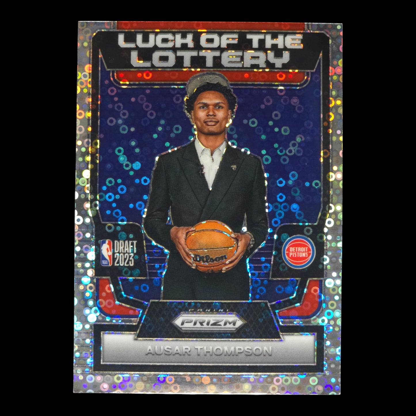 2023-24 AUSAR THOMPSON Luck Of The Lottery Disco Prizm Pistons #3