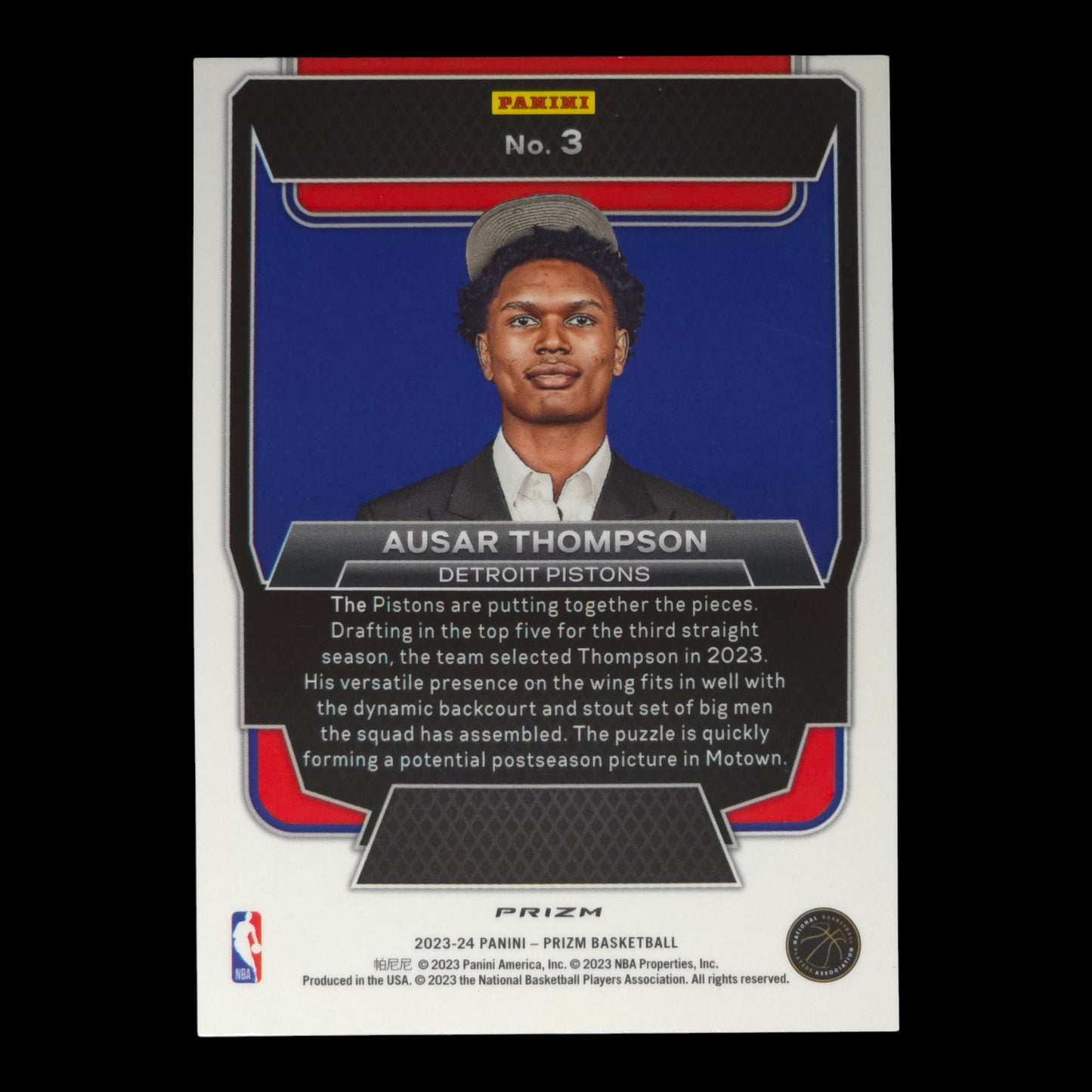 2023-24 AUSAR THOMPSON Luck Of The Lottery Disco Prizm Pistons #3