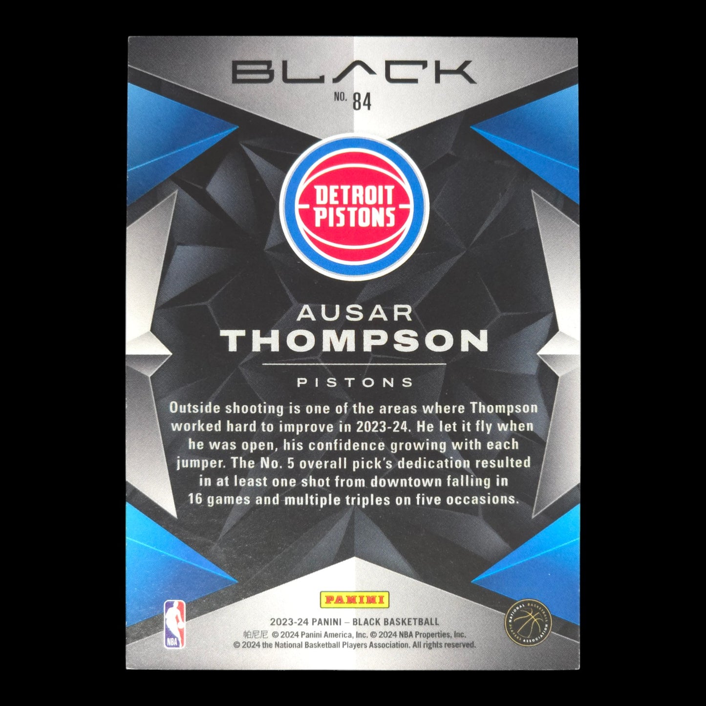 2023-24 AUSAR THOMPSON Swirl 73/75 Panini Black Pistons #84