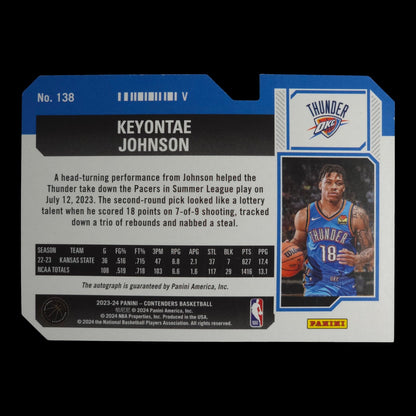 2023-24 KEYONTAE JOHNSON RC Ticket Auto Die Cut 10/18  #138
