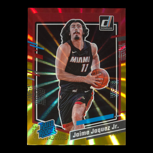 2023-24 JAIME JAQUEZ JR. Red and Gold Laser Rated Rookie Donruss Heat #213