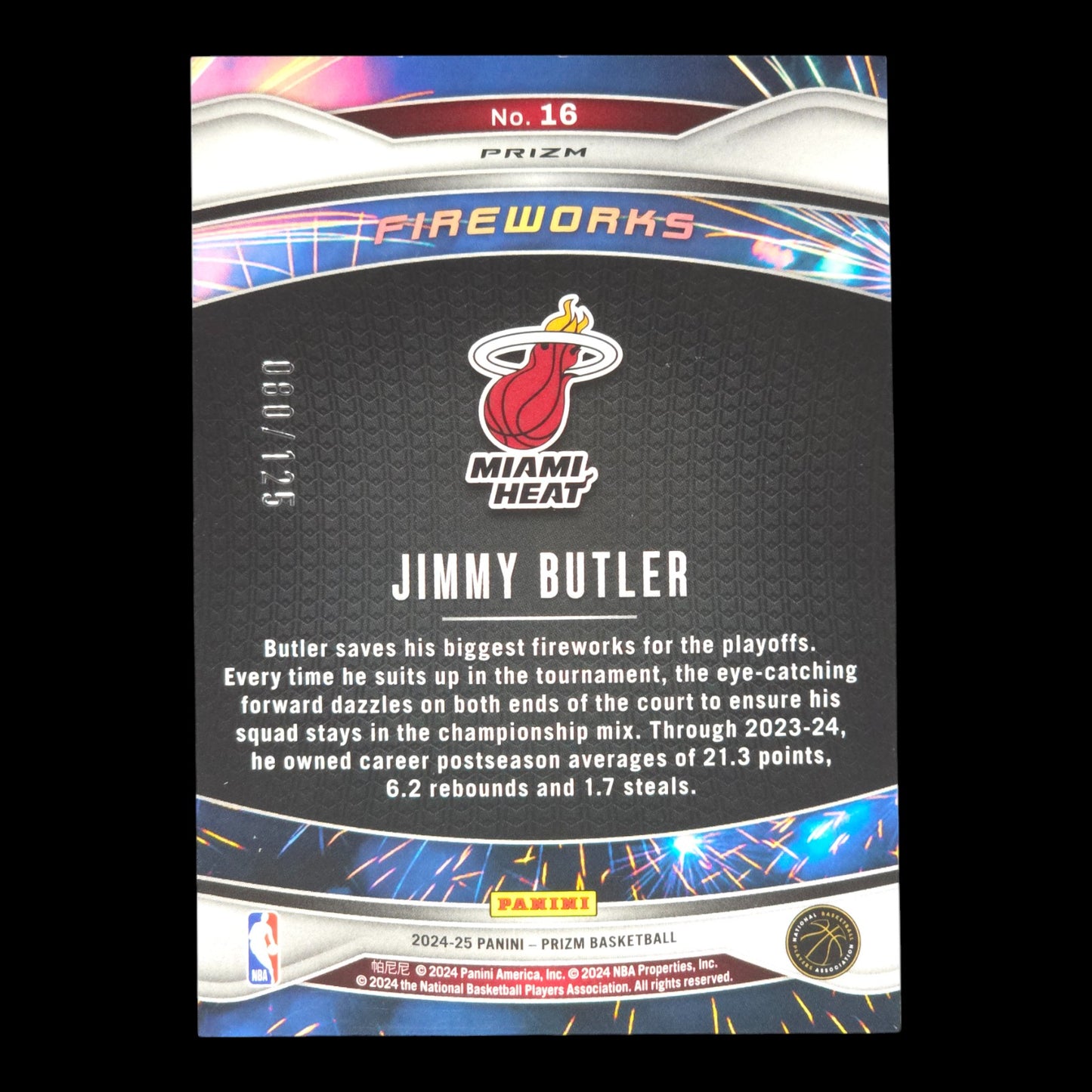 2023-24 JIMMY BUTLER Fireworks Blue 80/125 Prizm Heat #16