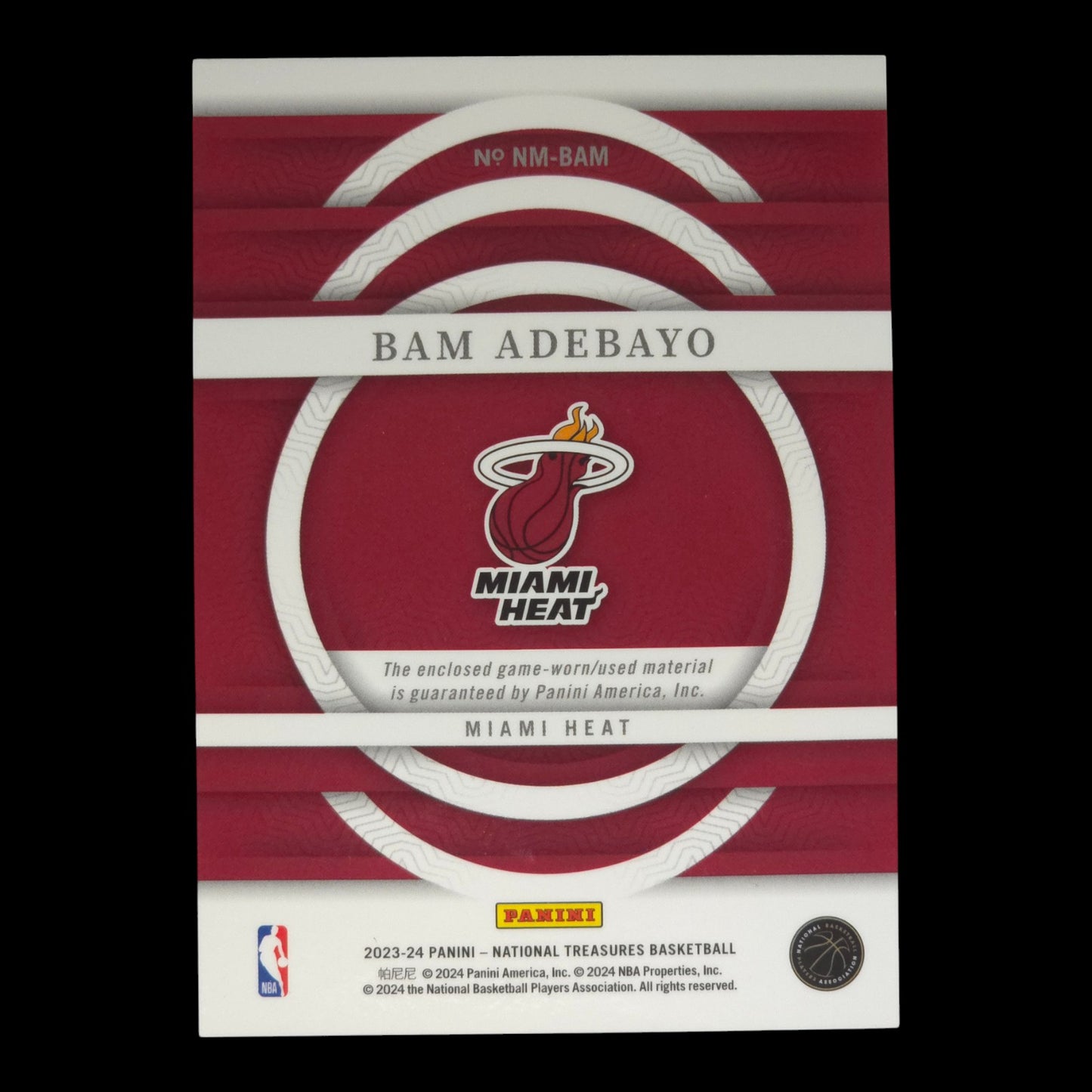 2023-24 BAM ADEBAYO NBA Materials 44/99 National Treasures T Heat NM-BAM