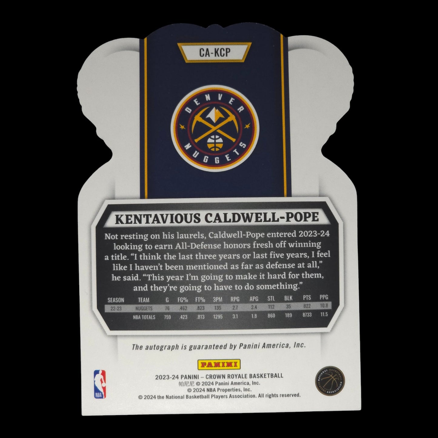 2023-24 KENTAVIOUS CALDWELL-POPE Bronze 24/99 Crown Royale CA-KCP