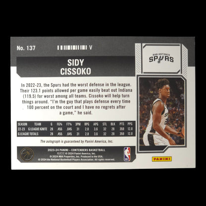 2023-24 SIDY CISSOKO Playoff Ticket Variation 89/99 Contenders Spurs #137