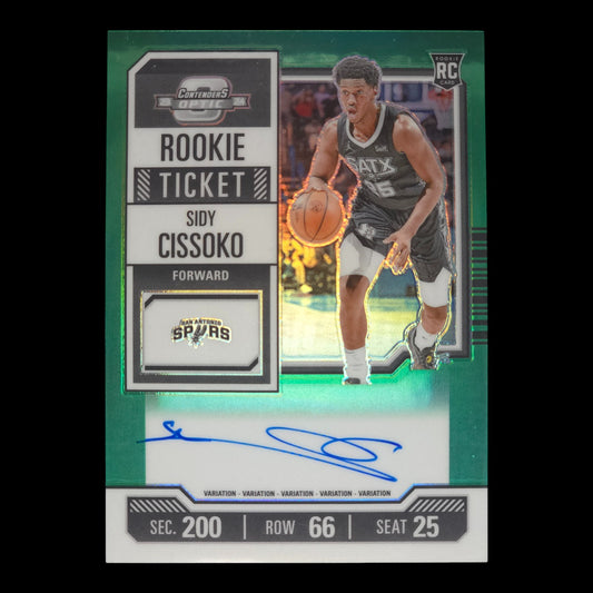 2023-24 SIDY CISSOKO Playoff Ticket Green 72/75 Contenders Spurs #110