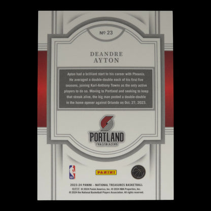 2023-24 DEANDRE AYTON Base 94/99 National Treasures Blazers #23