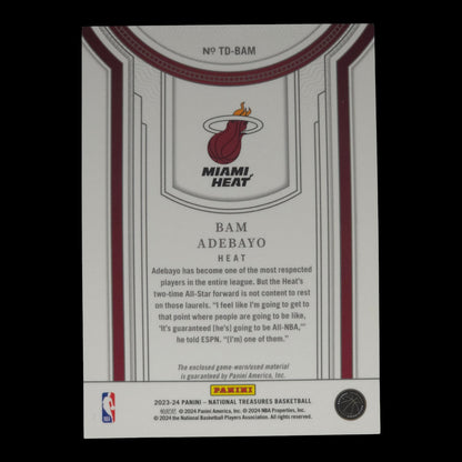 2023-24 BAM ADEBAYO Treasured Threads 57/99 National Treasures TD-BAM