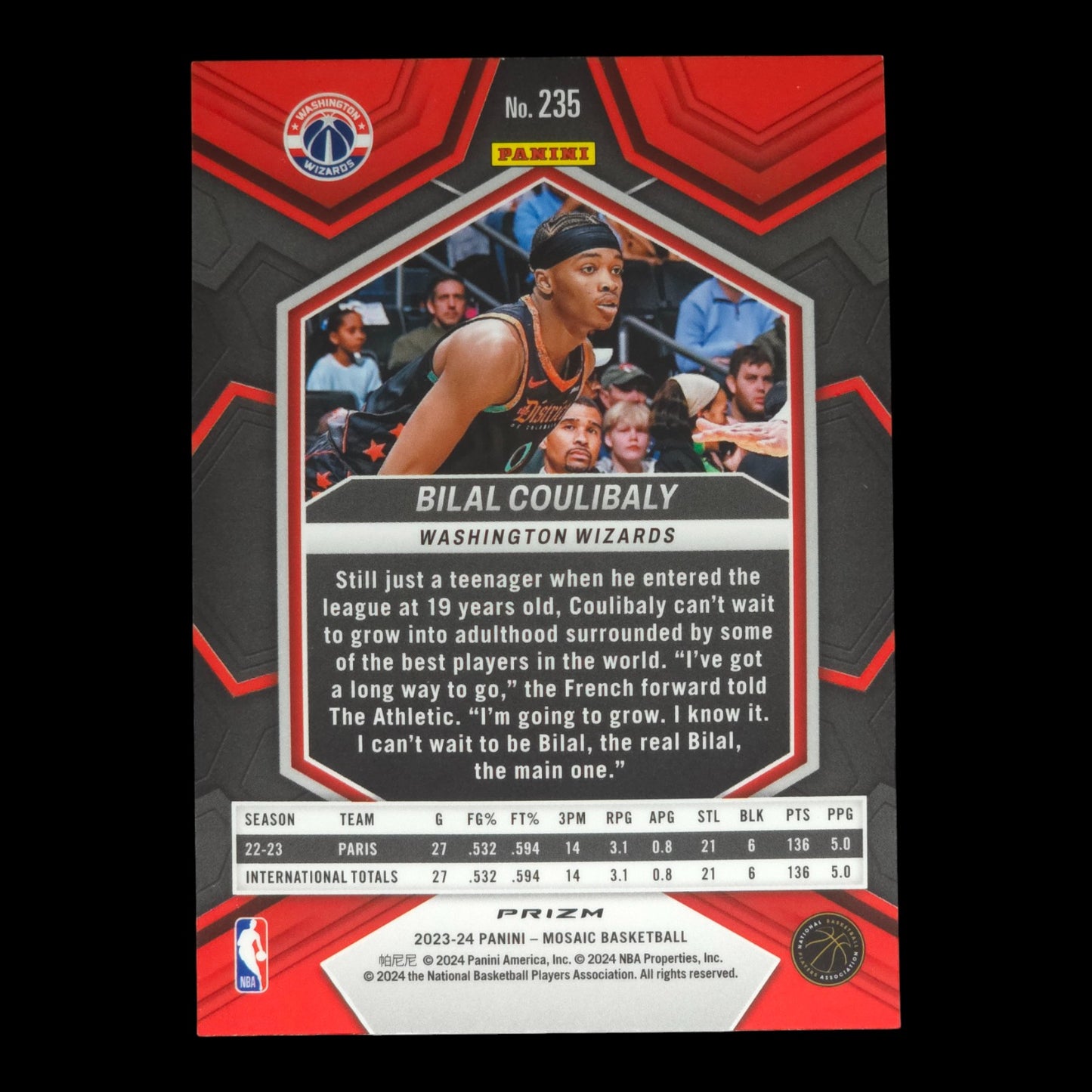 2023-24 BILAL COULIBALY Red Mosaic Rookie Wizards #235