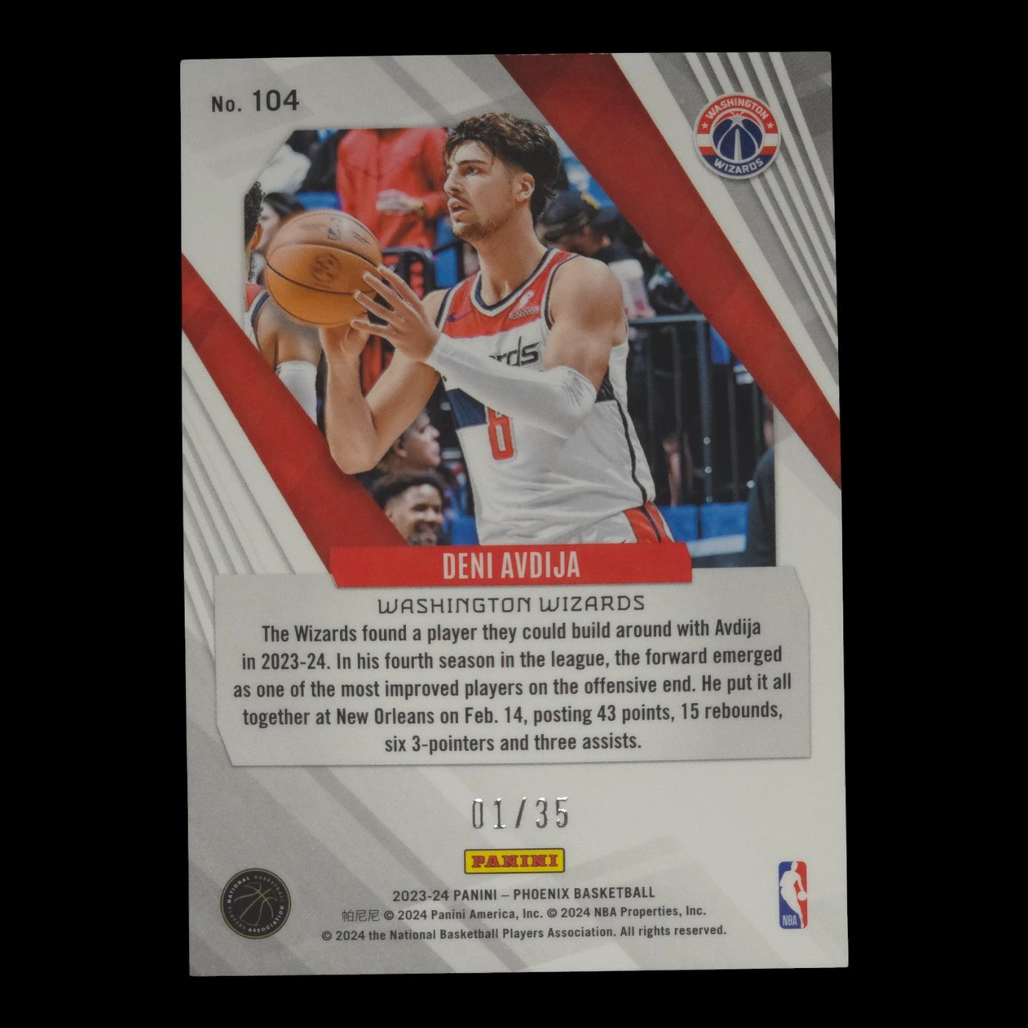 2023-24 DENI AVDIJA 1/35 Phoenix Wizards #104