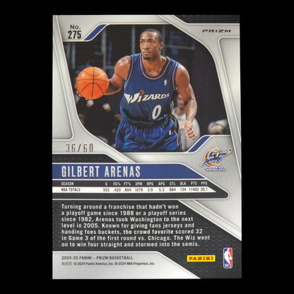2024-25 GILBERT ARENAS Orange Wave 36/60 Prizm Wizards #275