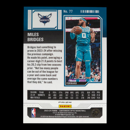 2023-24 MILES BRIIDGES Red Season Ticket Contenders Hornets #77
