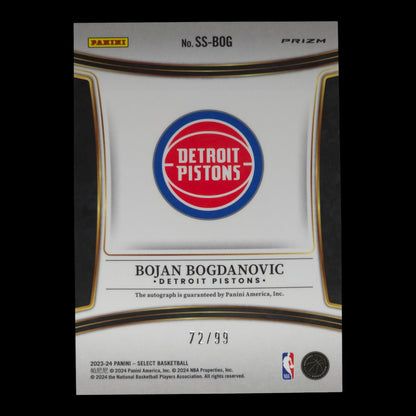 2023-24 BOJAN BOGDANOVIC Red Auto 72/99 Select Pistons SS-BOG