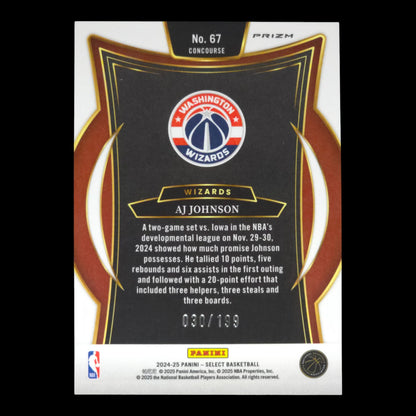 2024-25 AJ JOHNSON Concourse Red Rookie 30/199 Select #67